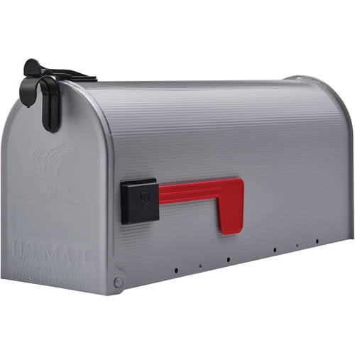 Gibraltar Mailboxes Slayton Medium Capacity Galvanized Steel Gray Post-Mount Mailbox, LST100000