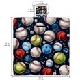 thumbnail image 2 of Baseball Canvas Picnic Mat Beach Blanket Waterproof Portable Outdoor Camping Rug with Carry Strap Foldable Lightweight for Hiking Travel 72" x 59" Blue and White Stripes, 2 of 6