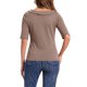 thumbnail image 3 of INSPIRAR CHIC Blusas de media manga con cuello barco de pata de gallo para mujer, color marrón, 3 of 5