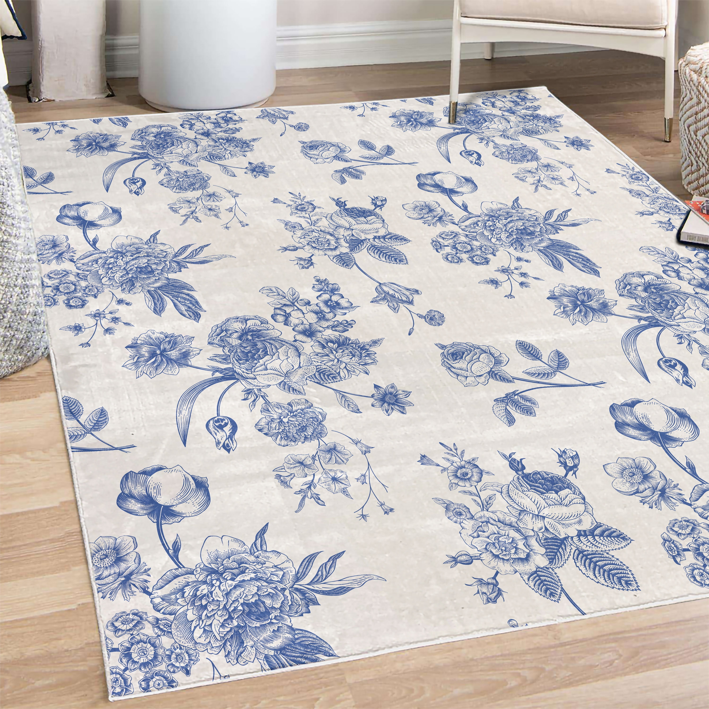 Botanical Decorative Rug, Vintage Floral Pattern Victorian Classic ...