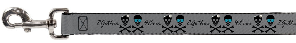 Buckle-Down Pet Leash, Dog Leash, 2Gether 4Ever Skulls, 6 Feet Long 1.0 Inch Wide