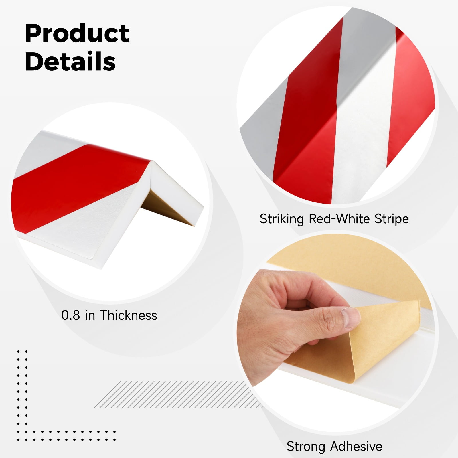Garage Wall Protectors 8 Pcs, Wall Corner Guards, Strong Self-Adhesive Reflective Door Bumper Guards, Red & White, 15.7" x 5.9" x 0.8"