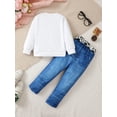 thumbnail image 3 of 4T Baby GirLS Clothes 4T Girls 2PCS Outfits Set Letter Print Round Neck Toddler Girls Long Sleeve Top Pants Set White, 3 of 7