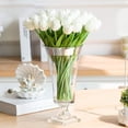 thumbnail image 3 of 10 Impresionante Ramo De Tulipanes Artificiales De Pu Con Tacto Realista Con Tallo-Wihte, 3 of 5