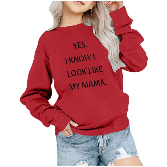 Zwiiyzr Boys Girls' Sweatshirt Long Sleeve Shirts Kids Fashion Crewneck Tops Cute Fall Outfits 1-12 Years Red