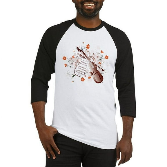 CafePress - Floral Violin Baseball Jersey - Cotton Baseball Jersey, 3/4 Raglan Sleeve Shirt