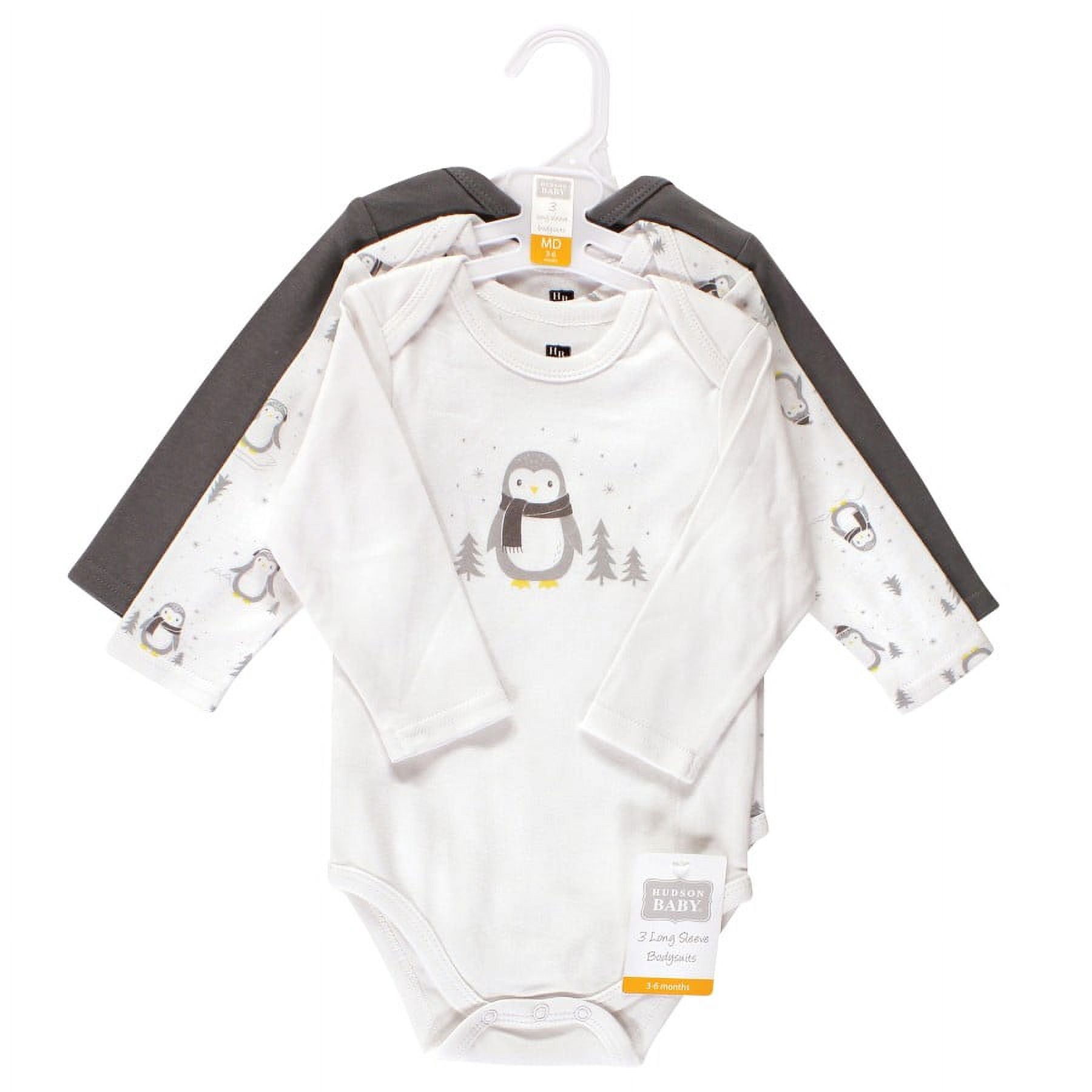 Hudson Baby Cotton Long-Sleeve Bodysuits, 3- Pack, Newborn- 24 Months