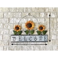 thumbnail image 6 of Sunflower Welcome Sign Large Door Wall Wreath Decoration Rustic Metal Indoor Outdoor 20" x 15" , Yellow Green Silver, 6 of 8