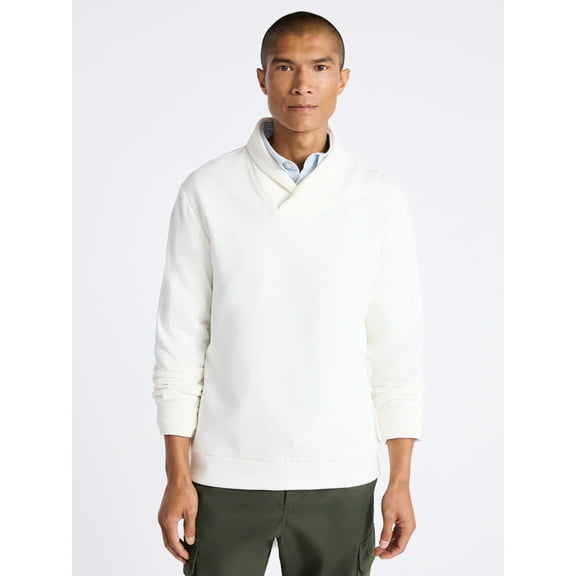 Free Assembly Men's Shawl Collar Fleece Sweatshirt, Sizes S-3XL