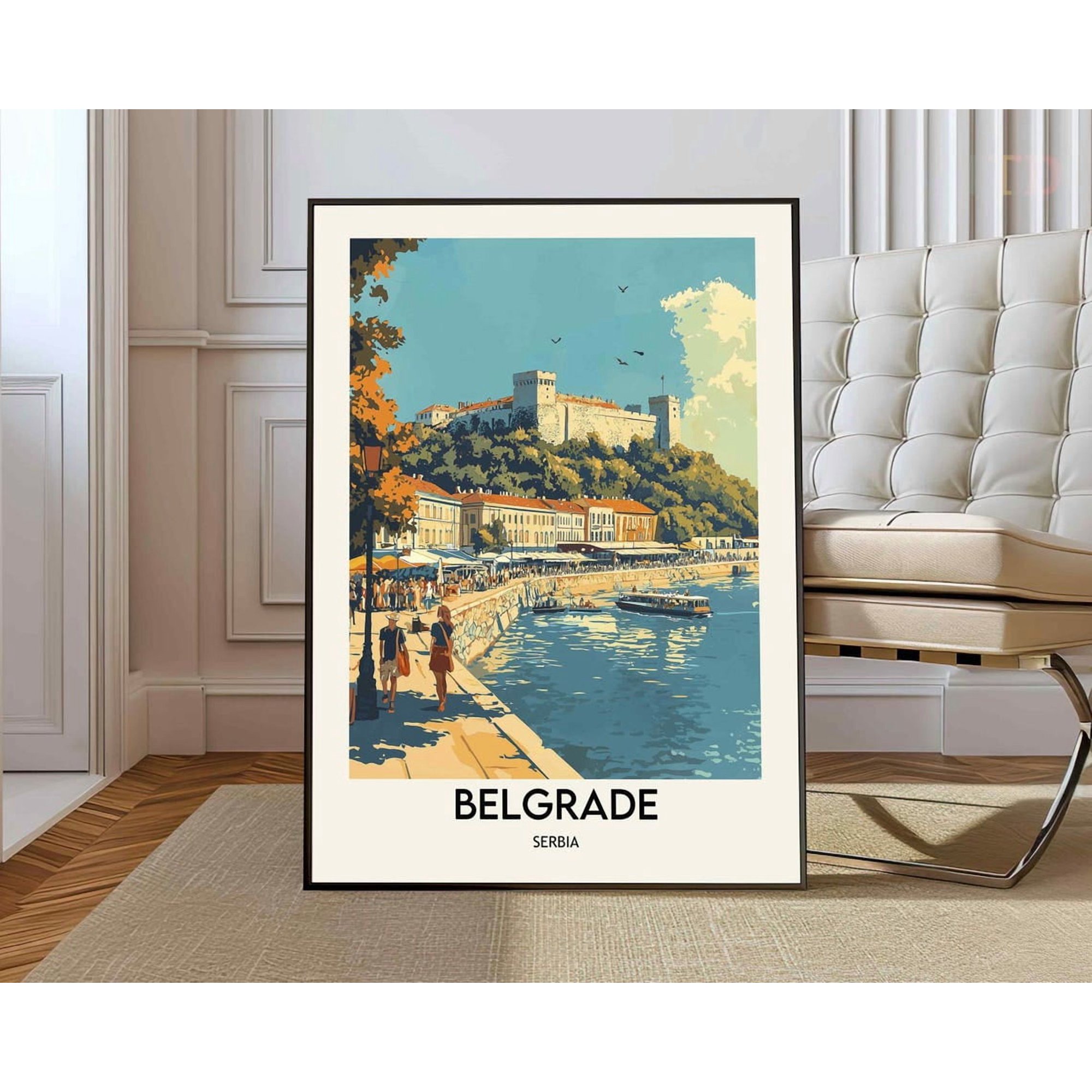 Belgrade Serbia Poster, Danube Capital And Balkan Travel Decor