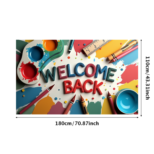 Back to School Classroom Banner Welcome Decoration Backdrop for School Supplies Classroom Teaching Space Party Props Background