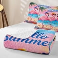 thumbnail image 4 of Manfei Pink Flamingos Twin Quilt Set,Lovely Flower Twin Coverlet Set,2 Pieces, 4 of 7