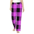 thumbnail image 2 of Lsque Purple Black Buffalo Plaid Print Women's Pajama Pants, Lounge Pant - Comfortable Home Wear,Elastic Waistband, Stylish Design-Large, 2 of 9