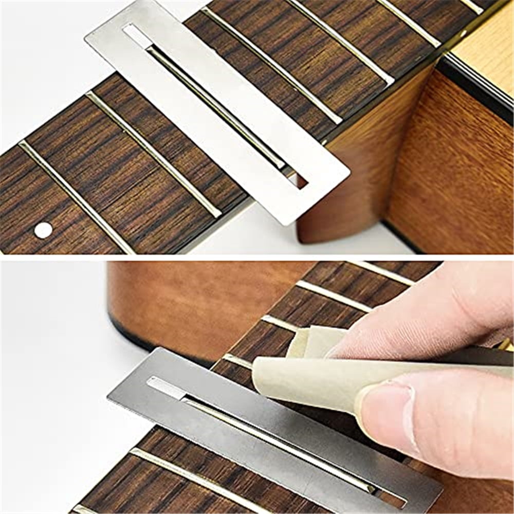 Guitar Luthier Tool Set, Fret Rubber Hammer, Fret Crowning File, Fret Leveling Beam Sanding Leveler Beam, Fret Rocker, Fingerboard Guards, String Spreaders for Guitar Bass