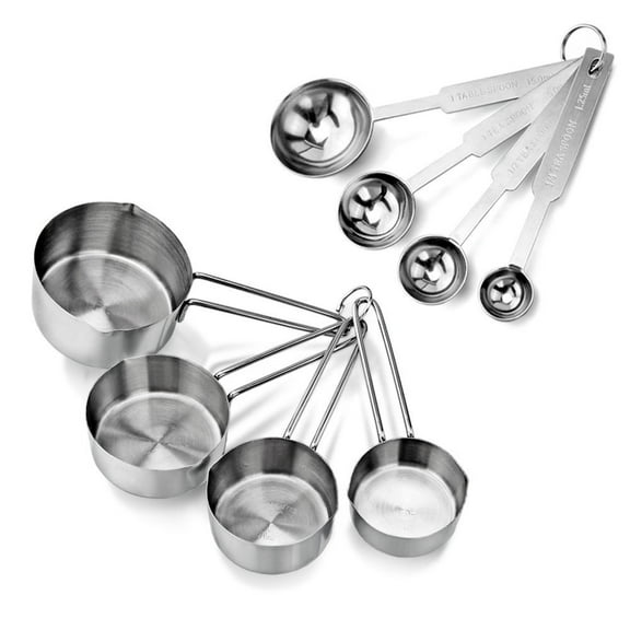 Imperial Home Stackable 8 Pc Stainless Steel Measuring Cup and Spoon Set