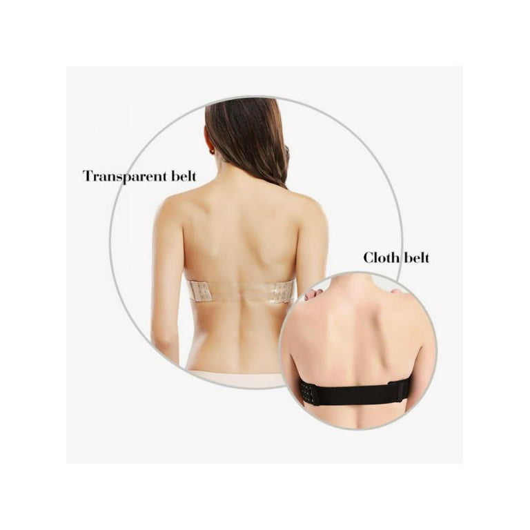 Women Lift Demi Strapless Bra,Smoothing Clear Back Strap Push Up Bras  Invisible Support Bra 2 Strap Beauty Back Wirefree Bra for Evening Dress  Backless Sexy Dress Tube Top Bra Chest Wrap,Nude 
