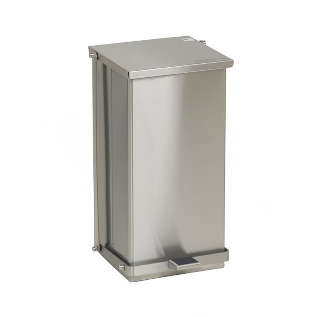 Detecto C32 8 gal Rectangle Metal Step Trash Can, 21"L x 11 3/4"W x 13"H, Stainless