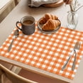 thumbnail image 3 of Orange Placemats Set of 6 Country French Rustic Buffalo Plaid Modern Art Place Mats Indoor Wipeable Table Mats Washable Cloth Dining Table Placemats for Kitchen Holiday Party Home Decor 13x19 Inch, 3 of 9
