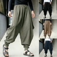 thumbnail image 6 of Men's Loose Casual Harem Japanese Trousers Baggy Fit Hippy Hakama Pants Bottoms, 6 of 10