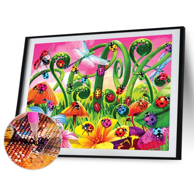 Taladro diamante pintura (DE2677) 5D DIY completo mariquita insectos punto de cruz bordado 40x50cm Hugtrwg Para estrenar