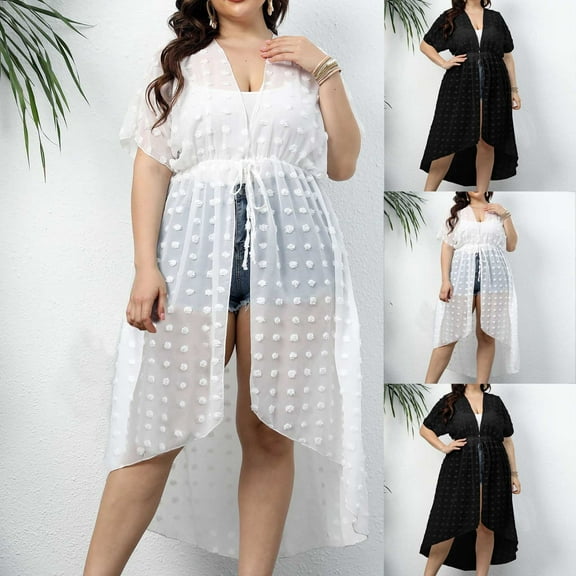 ZZwxWA Womens Lace Cardigan Summer Chiffon Kimono Cover Up Loose Long Casual Beach Wear Plus Size Up Sun Protection Cover Up