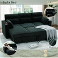 thumbnail image 2 of Muumblus 82" Convertible Sectional Sofa Bed with Cup Holders, Storage Chaise, L-Shaped Sofa Sleeper Couch Bed for Living Room, Gray Polyester, 2 of 6