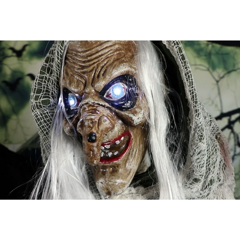 ANIMATED TALKING WITCH HAG HALLOWEEN HORROR DISPLAY PROP - 3 sold FOOT TALL - MOVES