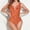 Orange, variant on Azrian Women Ruffles Print Bodysuit Backless Halter Beach Bikini Swimwear