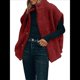 thumbnail image 1 of Chaleco de Felpa para Mujer, Informal, Extragrande, Cálido, con Botones y Bolsillos Vino Tinto S, 1 of 8