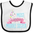 thumbnail image 3 of Inktastic Most Magical Middle Sister- Cute Unicorn Girls Baby Bib, 3 of 4