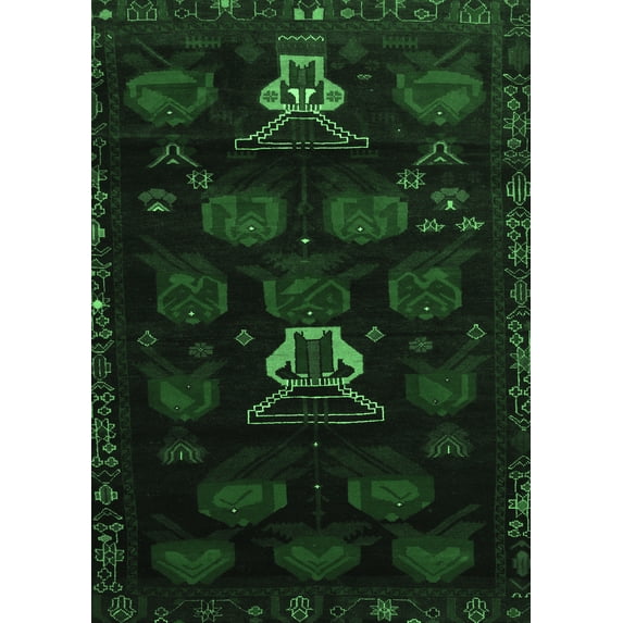 Ahgly Company Indoor Rectangle Animal Emerald Green Traditional Area Rugs, 7' x 9'
