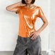 thumbnail image 2 of Tops de Cuello Redondo para las Mujeres de Moda Primavera Verano Manga Corta Base Blusa, Poliéster Suave Fresco Uso Diario, 2 of 6