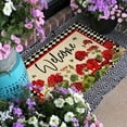 thumbnail image 5 of Spring Summer Door Mat,Geranium Bee Red Floral Buffalo Plaid Indoor Outdoor Non-Slip Doormat,Entryway Front Porch Farmhouse Spring Welcome Door Mat for Entrance Decor,30" x 17", 5 of 6