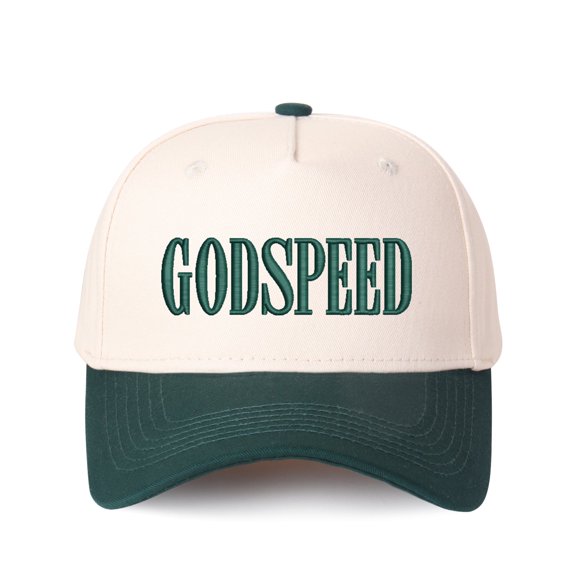 GODSPEED Letter Embroidered Color Block Trucker Hat Unisex Adjustable Cotton Breathable Fashion Cap for Travel Daily Wear