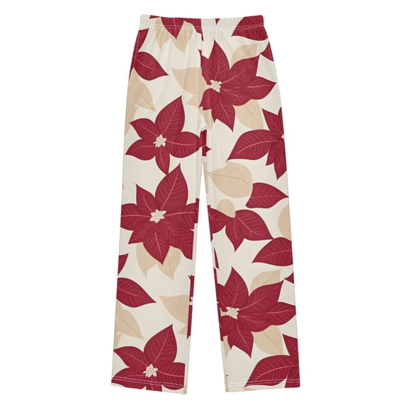 Boys Pajama Pants Seam Red Beige Soft Kids Pj Bottoms Lounge Pants with Pockets Boys Sleepwear Size 6-14