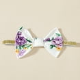 thumbnail image 5 of KIMI BEAR Newborn Baby Girls Bodysuit Winter Warm Clothes Long Sleeves Romper Bowknot Floral Jumpsuit Button Bottom One-piece Overalls with Headband and Hat and Gloves 4pcs Purple NB, 5 of 9