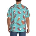 thumbnail image 3 of Lsque Sea Otters Family In Blue Water print Men's Cuban Collar Short Sleeve Shirt Summer Beachwear Casual Button Down Fashionable Vacation Leisure Shirt-Small, 3 of 7