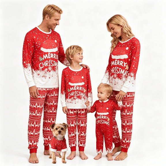 RUINIXCW Family Christmas Pajamas Matching Set Xmas Outfit Holiday Jammies for Adult Kids Toddler Baby Pet Long Sleeve Tops Reindeer Pants Sleepwear