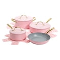 thumbnail image 1 of Paris Hilton Juego de utensilios de cocina con tapa sólida y asas doradas, 10 piezas, color rosa, 1 of 5