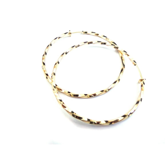 Clip-on Earrings 1.5 inch Hoops Twisted Hoops Gold Hoop Earrings Non Pierced
