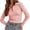 Pink, variant on Long Sleeve Solid Color Women V-neck Slim Fit Polo Shirt