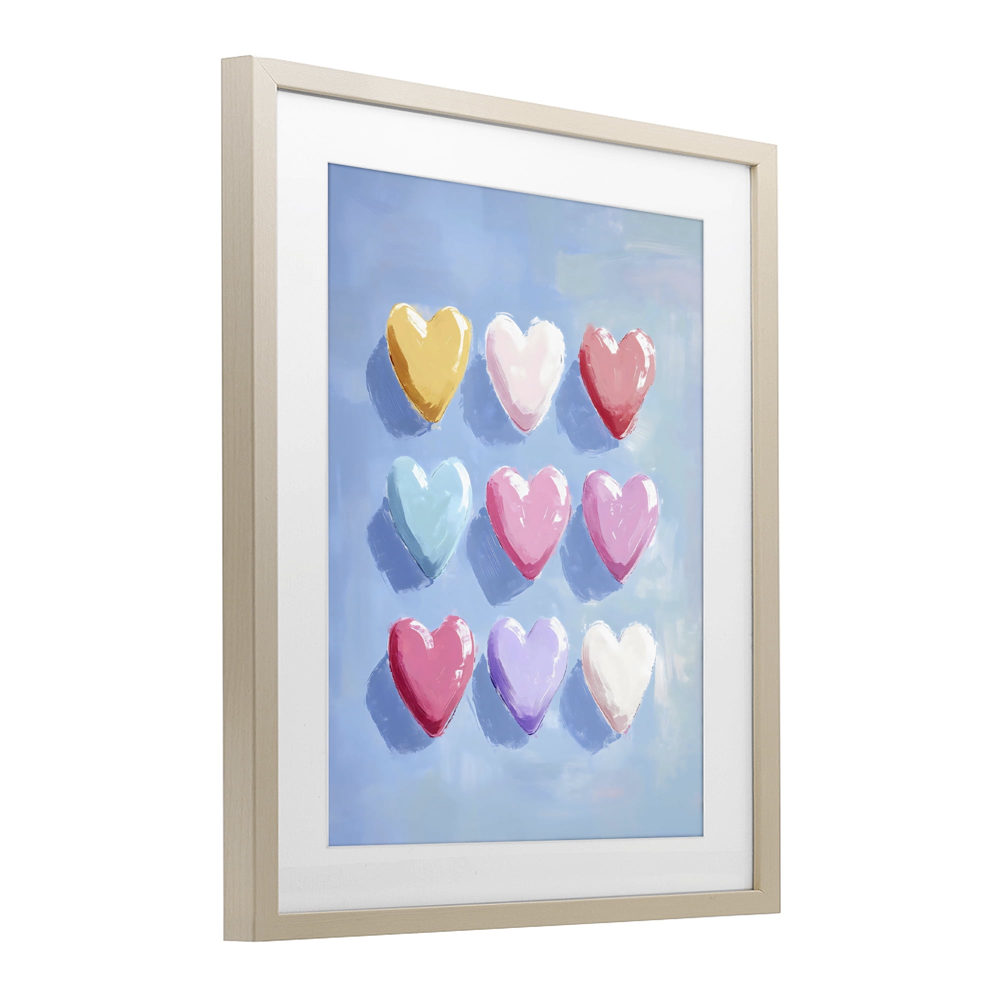 Stupell Industries Pastel Heart Grid Birch Framed Print Under Glass, design by The Prints Vibe