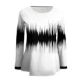 thumbnail image 3 of WTOBBY Women's Casual Fashion Gradient Marble Print Round Neck Long Sleeve Pullover Top, Comfortable Blouse for Stylish and Relaxed Everyday Wear,Black L, 3 of 4