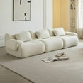 thumbnail image 5 of Modern Minimalist Modular Sectional Sofa, Compressed Couch in Beige &amp; White Sherpa Fabric, 3-Seat, High-Density Foam, Space-Saving Design for Living Room &amp; Bedroom, 5 of 14