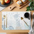thumbnail image 2 of Coastal Placemats Set of 4, Turquoise Blue Turtle Starfish Coral Jellyfish Placemats for Dining Table, Place Mats for Kitchen Tabletop, Waterproof Wipeable Dining Table Mats Set, 2 of 9
