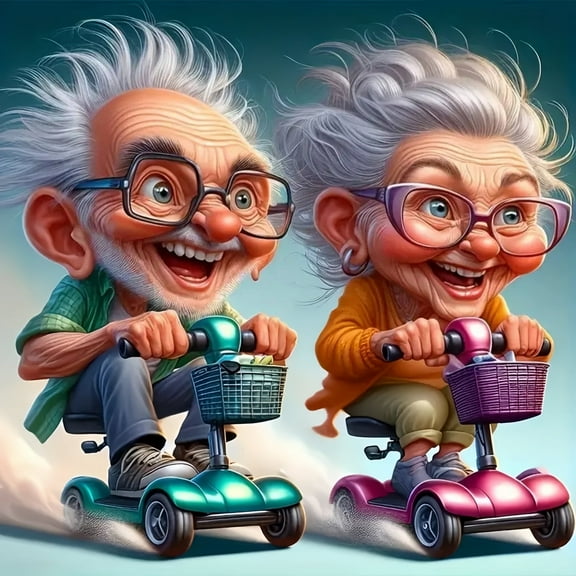 5D DIY Diamond Art Kits for Adults Beginners,Elderly Couple Riding Diamond Dots Gem Art,Home Wall Decor 13.8x13.8inches.