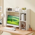 thumbnail image 4 of HarmonyStrings Desktop Bookshelf,  Desktop 2-Tier Display Rack, Multipurpose Wood Desktop Hutch Storage Organizer for Dorm Office Home-White 5 Shelves, 4 of 18
