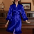 thumbnail image 4 of Hvyesh Women's Satin Kimono Robe with Feather Trim Silk Robes Bridesmaid Robes Bridal Party Sleepwear, 4 of 4