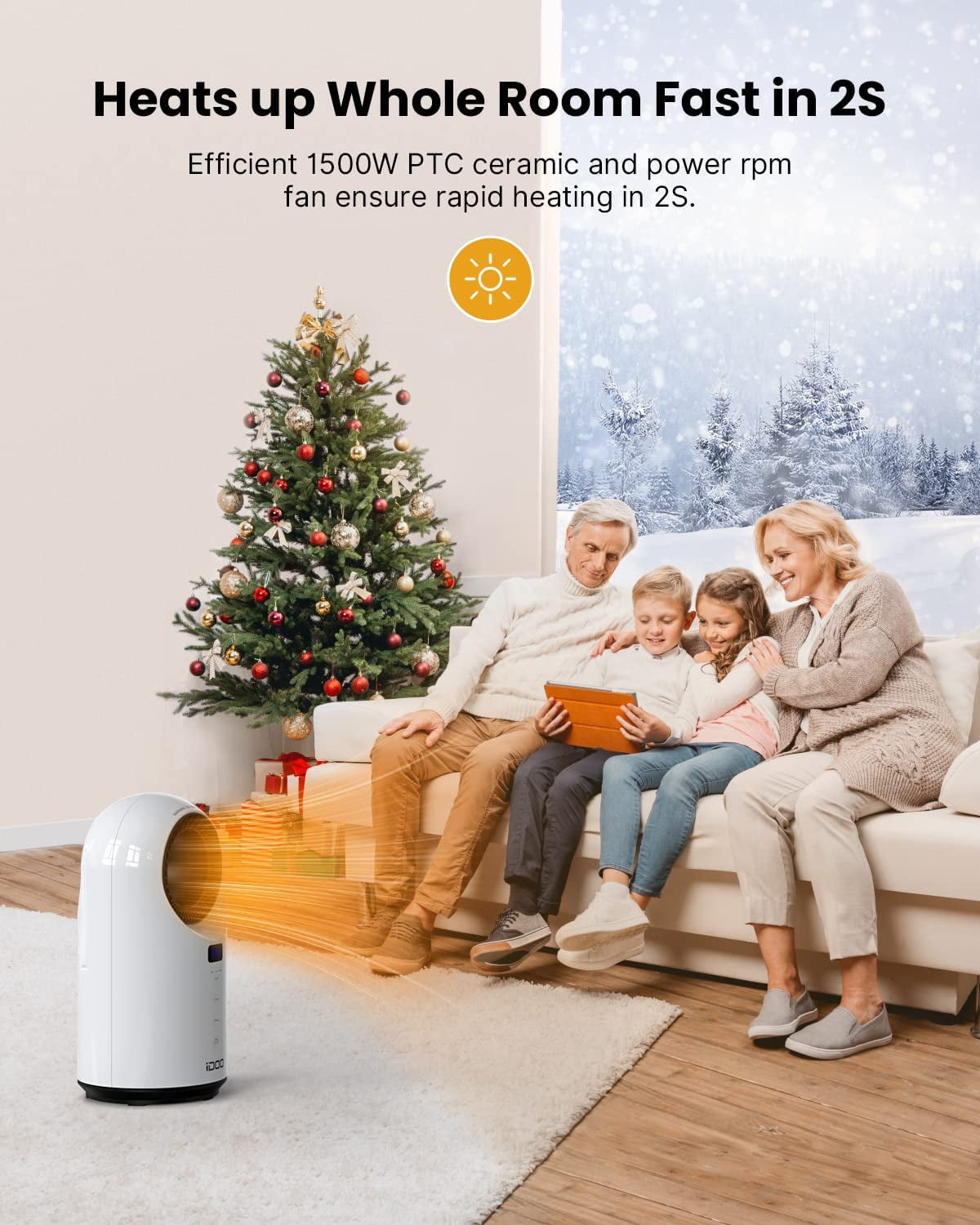 iDOO Electric Ceramic Space Heaters for Office Desk Indoor Large Room 300  sq.ft, White - Walmart.com