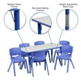 thumbnail image 2 of 23.625''W x 47.25''L Rectangular Blue Plastic Height Adjustable Activity Table Set with 6 Chairs, 2 of 9